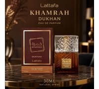 Lattafa Khamrah Dukhan Profumo 30ML Fragranza Unisex Affumicata Dolce Speziata Vaniglia Lunga Durata Eau De Parfum vetro