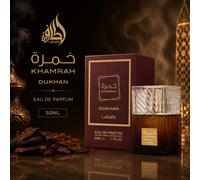 Lattafa Khamrah Dukhan Profumo 50ML Fragranza Unisex Affumicata Dolce Speziata Vaniglia Lunga Durata Eau De Parfum vetro