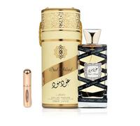 Lattafa Oud Mood Eau de Parfum 100 ml, profumo arabo unisex a lunga durata, con nebulizzatore ricaricabile da 5 ml, fragranza orientale calda con note di cannella, oud e ambra (Oud Mood)