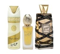Lattafa Oud Mood Elixir - Set regalo da 3 pezzi con EDP da 100 ml, deodorante da 200 ml e spray per capelli da 50 ml