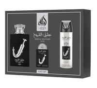 Lattafa perfumes - Ishq Al Shuyukh Silver set regalo EDP 100 ml, deospray 200 ml and EDP 20 ml