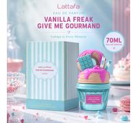 Lattafa Vanilla Freak Give Me Gourmand 70ML Eau De Parfum per Donna Profumo Dolce alla Vaniglia Caramelle Dessert Lunga Durata vetro
