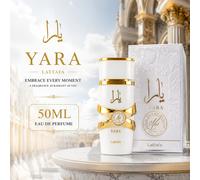 Lattafa Yara Eau de Parfum Bianco 50ml, Profumo da donna a lunga durata, fragranza floreale con vaniglia e muschio vetro