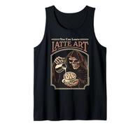 Latte Art Coffee Grim Reaper Retro Vintage Funny Adult Humor Canotta
