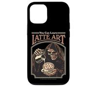 Latte Art Coffee Grim Reaper Retro Vintage Funny Adult Humor Custodia per iPhone 12/12 Pro