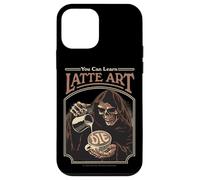 Latte Art Coffee Grim Reaper Retro Vintage Funny Adult Humor Custodia per iPhone 12 mini