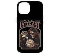 Latte Art Coffee Grim Reaper Retro Vintage Funny Adult Humor Custodia per iPhone 14