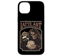Latte Art Coffee Grim Reaper Retro Vintage Funny Adult Humor Custodia per iPhone 14 Plus