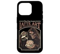 Latte Art Coffee Grim Reaper Retro Vintage Funny Adult Humor Custodia per iPhone 16 Pro