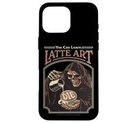 Latte Art Coffee Grim Reaper Retro Vintage Funny Adult Humor Custodia per iPhone 16 Pro Max