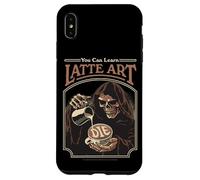 Latte Art Coffee Grim Reaper Retro Vintage Funny Adult Humor Custodia per iPhone XS Max