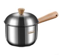Latte in acciaio inox con coperchio resistente alle perdite e manico in faggio resistente al calore per un'efficiente distribuzione del calore a 360 gradi (400 ml)