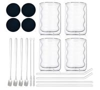 Latte Macchiato Bicchieri a doppia parete da 350 ml, set da 4 bicchieri da cappuccino, a doppia parete, per cappuccino, latte, caffè