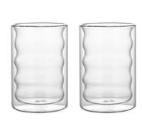 Latte Macchiato - Set di 2 bicchieri termici a doppia parete, 400 ml, con 2 cucchiai, in vetro borosilicato