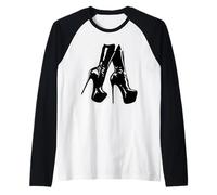 Lattice Tacchi Alti Blackwork Maglia con Maniche Raglan
