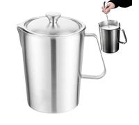 Lattiera - Grande Bricco Con Graduata E Coperchio | Misurino 2000 Ml Per Latte | Caraffa Precisione In Acciaio 304 Per Latte Art, Cappuccino, Espresso Bevande Calde Qualità Professionale