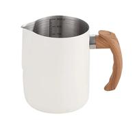 Lattiera in acciaio inossidabile Brocca for schiumare il latte con bilancia Caffettiera a vapore in acciaio inossidabile 600ml 900ml Pentola for manico in legno(600ML,White)
