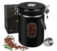 Lattina di caffè in acciaio inox a tenuta d'aria da 1,8 litri, contenitore sottovuoto per caffè in grani in acciaio inox con valvola CO2 e cucchiaio, per una con servazione più lunga e fresca