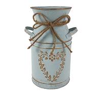 Lattina per il latte zincata vintage, vaso decorativo per fiori, vaso rustico shabby chic con manico per decorazione casa ufficio 19,1 cm