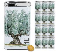 LATTINA per OLIO EVO in METALLO BIANCO CONTENITORE da 1 Litro + TAPPO ERMETICO