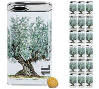 LATTINA per OLIO EVO in METALLO BIANCO CONTENITORE da 1 Litro + TAPPO ERMETICO