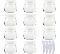 Lattine di cosmetici. Confezione da 12, flaconi da viaggio crema rosa vuoti da 10 ml + 4 spatole(Clear)