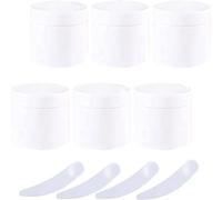 Lattine di cosmetici. Confezione da 6 vasetti cosmetici vuoti in plastica bianca da 100 g con coperchio a vite, rivestimento interno, contenitore da 100 ml(White)