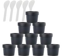 Lattine di cosmetici. Contenitore for cosmetici vuoto a tenuta stagna da 12 pezzi con coperchi e spatola da 6 pezzi(Black,100ml)