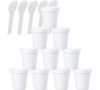 Lattine di cosmetici. Contenitore for cosmetici vuoto a tenuta stagna da 12 pezzi con coperchi e spatola da 6 pezzi(White,200ml)