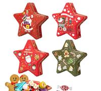 Lattine Per Biscotti Di Natale | 4 Pezzi Contenitore Pentagramma - Grande Lattina Snack Natalizia Riutilizzabile | Per Dolci Capodanno Halloween Festa Vacanza Cottura Festa Della Mamma