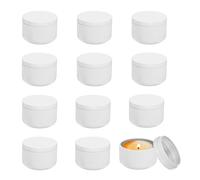 Lattine per candele 3oz, 12pcs con coperchio, bianche