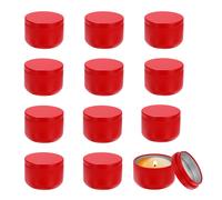 Lattine per candele 3oz, 12pcs con coperchio, scatole metalliche rosse