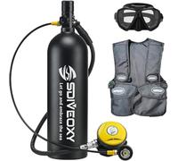 L'attrezzatura per Bombole Subacquee da 2 Litri Fornisce 40 Minuti di Respiro, Bombola di Ossigeno Subacquea Portatile con Zaino E Occhiali da Immersione, Resistente alla Pressione E A, Black