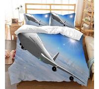 Latwerio Copripiumino una Piazza e Mezza Aereo Biancheria da Letto Morbida Microfibra, Aereo Copripiumini 200x200 cm e 2 Federe 50x80 cm, 3D Copripiumone qq6262