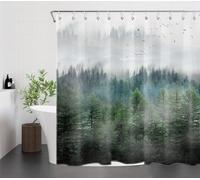 Latwerio Tende Doccia 200x200 cm Foresta Tende per Vasca da Bagno Tropicale Tessuto in poliestere Impermeabile Lavabile Shower Curtain con 12 Ganci U811