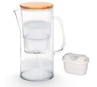 Lauben 32GW - Filtro dell'acqua in vetro, capacità totale 3,2 l, vetro borosilicato, cartuccia filtro dell'acqua inclusa, coperchio antibatterico in bambù, nessun retrogusto in plastica