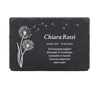 LAUBLUST Lapide personalizzata come decorazione funeraria con testo desiderato | Lastra in ardesia incisa come targhetta funebre - Motivo soffione, 3 dimensioni | Belle lapidi con nome