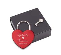 LAUBLUST Lucchetto d’amore con incisione e chiave, confezione regalo inclusa - Uniti nel cuore - Regalo personalizzato per coppie | Lucchetto per i neo-sposi e innamorati | Regalo di nozze