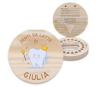 LAUBLUST Scatolina dei dentini personalizzata con nome - Scatola dei dentini in legno con la fata | Regalo per bambini e bambine - Scatola per denti da latte con pinzetta, un dolce ricordo d’infanzia