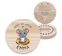 LAUBLUST Scatolina dei dentini personalizzata con nome - Scatola in legno con il topolino dei denti | Regalo per bambini e bambine - Scatola per denti da latte con pinzetta - Ricordo d’infanzia