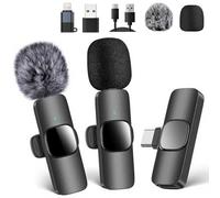LauCentral Lavalier Wireless Plug & Play - Microfono per iPhone/Android/PC, 2 Mics per registrazione video/Vlog/Podcast, riduzione intelligente del rumore, compatibilità USB-C/iOS, senza applicazioni