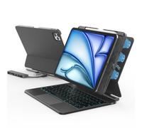 LAUDTEC - Custodia con tastiera galleggiante con hub USB-C integrato e custodia protettiva rimovibile per iPad Air 11" (M4/M3/M2) e iPad Air 11" (5a/4a generazione), tastiera retroilluminata Smart