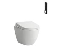 LAUFEN Cleanet Pro Comfort WC suspendu, WC douche à poser avec télécommande, sans rebord, à fond creux 4,5/3 l., 370x530mm, H601890000S002, H601890000S002