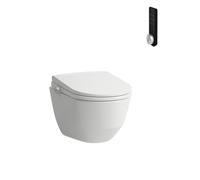 LAUFEN Cleanet Pro WC suspendu, WC douche à poser avec télécommande, sans bord de chasse, chasse d'eau profonde 4/2 l., 370x530mm, H600890000S002, H600890000S002