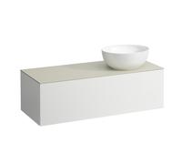 LAUFEN Il Bagno Alessi Élément à tiroirs, 1 trou pour robinet, plaque de pierre Calce Avorio, découpe à droite, 120x50x37cm, pour vasque de toilette H81897 5, H4313170979991, H4313170979991, Colorazio