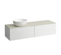 LAUFEN Il Bagno Alessi Élément à tiroirs, 1 trou pour robinet, plaque de pierre Calce Avorio, découpe à gauche, 160x50x37cm, pour vasque de toilette H81897 5, H4313550979901, H4313550979901, Colorazio