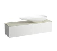 LAUFEN Il Bagno Alessi Élément à tiroirs, 1 trou pour robinet, plaque de pierre Calce Avorio, découpe à droite, 160x50x37cm, pour vasque de toilette H81897 4, H4313450979901, H4313450979901, Colorazio