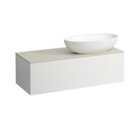 LAUFEN Il Bagno Alessi Élément à tiroirs, 1 trou pour robinet, plaque de pierre Calce Avorio, découpe à droite, 120x50x37cm, pour vasque de toilette H81897 7, H4313190979901, H4313190979901, Colorazio