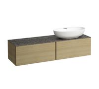 LAUFEN Il Bagno Alessi Élément à tiroirs, 1 trou pour robinet, plaque de pierre Marrone Naturale, découpe à droite, 160x50x37cm, pour vasque de toilette H81897 5, H4323560972501, H4323560972501, Color