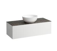 LAUFEN Il Bagno Alessi Élément à tiroirs, 1 trou pour robinet, plaque de pierre Marrone Naturale, découpe au centre, 120x50x37cm, 1 tiroir, H4323150979991, H4323150979991, Colorazione: multicolore